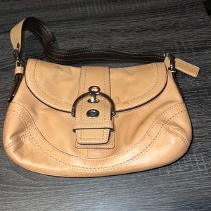 Authentic Coach tan leather shoulder bag